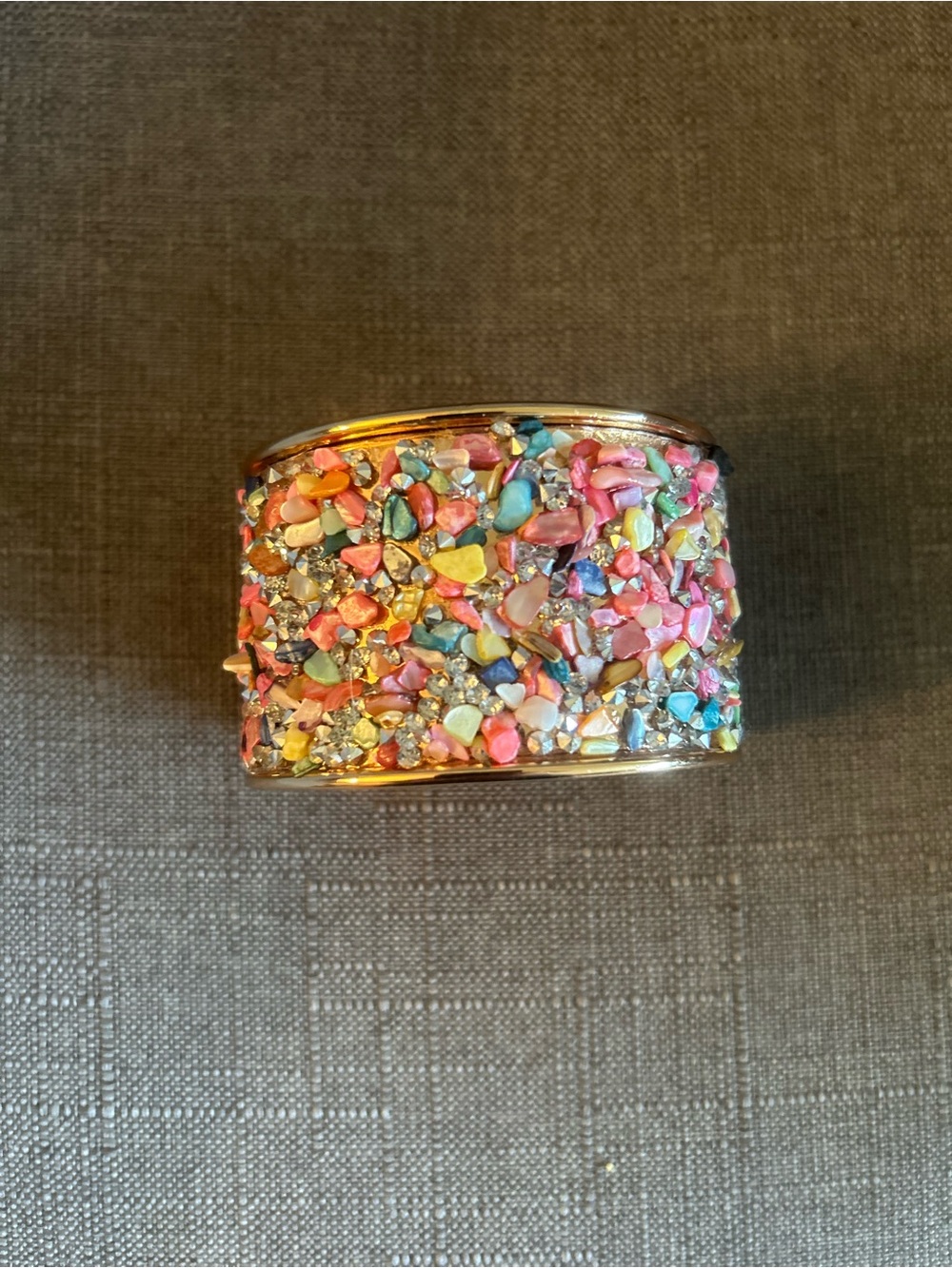 Multicolor Crystal Chip Wide Cuff Bracelet